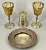 SILVER & EP - 4 items to include a milk churn style pepper mill, London 1988, Maker J A Campbell,