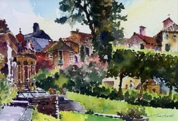 DAVID GROSVENOR b.1956 watercolour - Portmeirion, signed lower right, 20 x 29cms