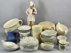 STAFFORDSHIRE FIGURE - late 19th century Drake, 48cms H, a Portmeirion game dish and cover, 15cms H,