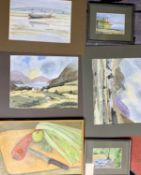 MAVIS GWILLIAM 1993 watercolours, a pair - Beach Hut and Duck Pond, signed and dated lower right,