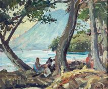 ‡ WILLIAM ALEXANDER DARGIE (Australian, 1912-2003) oil on board - 'The Volcano at Rabaul', signed,