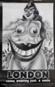 ORIGINAL 1968 LONDON COME JUST WEARING A SMILE BLACK &WHITE PSYCHEDELIC POSTER, by Canned London,