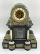 LARGE ONYX, SLATE & GILT METAL MOUNTED MANTEL CLOCK, c. 1890, mounted with gilt metal appliques, 4