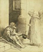 ALPHONSE LEGROS (French, 1837-1911) etching - the beggar, signed, 20 x 17cmsComments: framed and