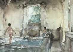 ‡ SIR WILLIAM RUSSELL FLINT (Scottish, 1880-1969) colour print - entitled verso 'Lavoir La Bastide',