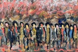 ‡ JACK JONES gouache on telephone directory page - entitled 'Choir - Leighton', unsigned, 18.5 x