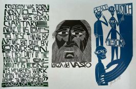 ‡ PAUL PETER PIECH (American-British, 1920-1996) three-colour lithograph - Lanza del Vasto with