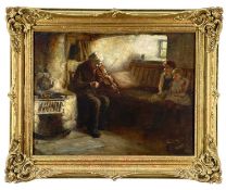 HENRY JOHN DOBSON RSW (1858-1928) oil on canvas - A Soothing Tune, two children listening to their