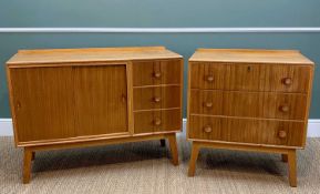 MID CENTURY MEREDEW OAK FURNITURE, comprising secretaire chest, c. 1960's, 115cm x 46.5cm x 86.