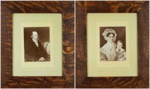PAIR SEPIA PORTRAIT PRINTS - The Reverend Joshua Russell; Jane Anne Russell (second wife) and