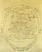 GEORGE III SILKWORK MAP 'SAMPLER' OF 