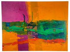 ‡ DEREK HARE (British, b. 1945) oil on canvas - abstract, entitled verso 'Venice II', signed and