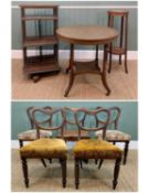 ASSORTED OCCASIONAL FURNITURE, comprising revolving oak bookcase, Edwardian two-tier plant stand,