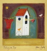 ‡ ADAM BARSBY (British, b. 1969) mixed media - entitled 'Taking a Dip', signed, 29 x