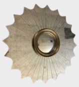 JULIAN CHICHESTER STARBURST MIRROR, 123cm x 123cm. Comments: Silver backing of the ornamental mirror