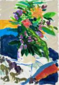 ‡ VICTORIA MALCOLM (Welsh, b. 1957) watercolour - still life of flowers in a vase, signed and