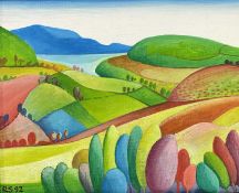 ‡ RALPH SPILLER acrylic on board - entitled verso 'Dingle', signed with initials and dated '92, 19 x