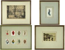 ALEXANDER J. HEANEY (1876-1936), etching - College Green, Bristol, figures walking and seated, trees