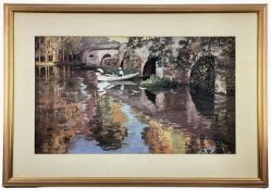 SIR JOHN LAVERY RA RSA RHA (Irish, 1856-1941) print - entitled verso 'On the Bridge at Grez', 38 x