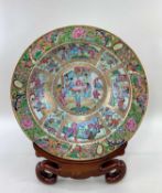 CANTON FAMILLE ROSE PORCELAIN BASIN, 19th Century, broad everted rim painted with insects and