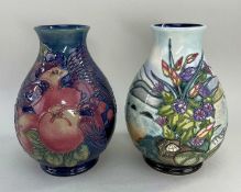 TWO MODERN WILLIAM MOORCROFT TUBELINE DECORATED OVOID VASES, one Islay pattern, the other