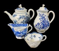 ASSORTED BLUE & WHITE PORCELAIN, comprising 18th century Worcester bullet shape teapot and cover,