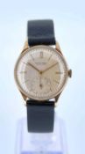 ULYSSE NARDIN 9CT GOLD GENTS WRISTWATCH, c. 1952, ref. 600138,no. 49***9, manual wind jewelled