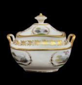 RARE SWANSEA GLASSY PASTE PORCELAIN SUCRIER & COVER, circa 1815-1817, of rectangular form with