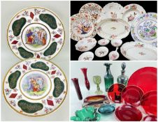 LARGE COLLECTION OF ASSORTED ENGLISH & CONTINENTAL CERAMICS & GLASS, including pair Empire wall