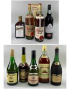 NINE BOTTLES OF ASSORTED SPIRITS, LIQUEURS & FORTIFIED WINE comprising; two 24.5 fl.oz bottles of