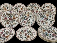 SET OF ZSOLNAY (PECS) EATHENWARE DESSERT PLATES, c. 1880s, decorated with Persian style flowers,