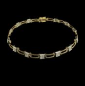 9CT GOLD & DIAMOND GATELINK BRACELET, appr. gross wt 5.7g, 18.5cms long Comments: some links