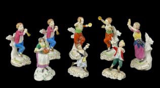 MODERN SPODE & ROYAL CROWN DERBY FIGURES, including Spode musicians x 5, Spode Copelands, Royal