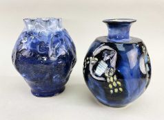 TWO BONCHURCH POTTERY GLOBULAR VASES, signed Bristow, both 19cm h (2)
