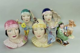 KEVIN FRANCIS CERAMICS, four limited edition 'Art Deco Girl' handled vases, 14cms high, together