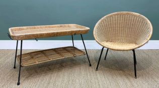 TUBULAR STEEL & WOVEN RATTAN BUCKET CHAIR AND COFFEE TABLE (2)Condition Report:Regarding the