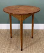 OAK & PINE CRICKET TABLE, 68cm diam.Comments: top with nail marks, possibly associated.