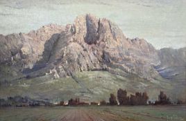 JACOBUS (JACK) PIETERS (South African, 1886-1977), oil on board - ‘Simonsberg Stellenbosch’,