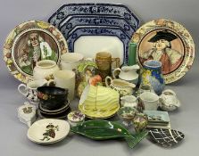 BURLEIGH WARE graduated rectangular serving plates with floral pattern blue and white borders, 30.