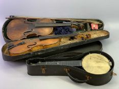 A VIOLIN - two piece back, 37cms, bearing label 'Copy of Caspar Da Salo, Hood Kirkcaldy', 60cms L