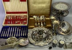 EPNS WARE, CASED CUTLERY ETC - to include covered entree dish, pierced edge bread tray, cake tazzas,