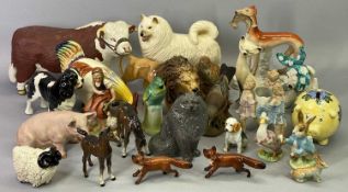 BESWICK ANIMAL FIGURES - seated long haired grey cat, gloss model 1880, 14cms H, standing King