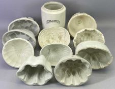 JELLY MOULDS COLLECTION - late 19th century, cream glazed, various sizes and makers and a cream