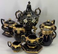 JACKFIELD WARE - 19th century teaware including a two-handled samovar of ovoid form on pedestal
