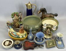 STAFFORDSHIRE PRATTWARE BOCAGE GROUP, Late 19th century 'The Flight to Egypt', 16cms H, Portuguese