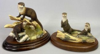BORDER FINE ARTS FIGURES (2) - Wildlife Families RW2 Otter, The Chiltern Collection stamped '1988