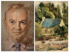 AFTER PAUL GAUGUIN 1886 colour print - farmhouse and figures working in field, 46 x 55cms and a