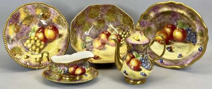 LITHERLAND BONE CHINA - a large octagonal bowl, hand painted with fruit, signed 'Litherland' and