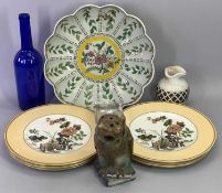 CARVALHINHO PORTUGESE SHAPED CIRCULAR BOWL hand painted with flowers and leaves, printed marks to
