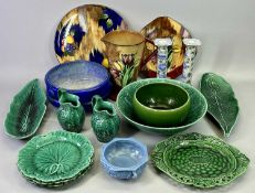 BRETBY BLUE MOTTLE GLAZED FRUIT BOWL - impressed marks to base, 23cms diameter, a Wardle green